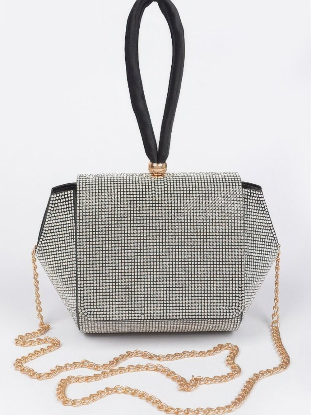 Rhinestone Wrist Band Flap Clutch